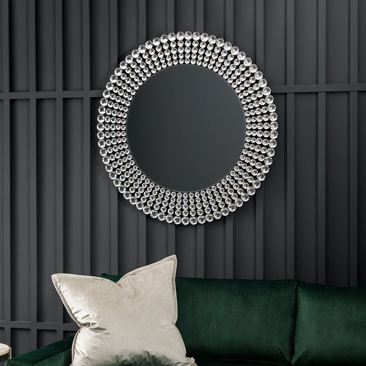Nelson Lighting NL1409749 Clear Faceted Edged Round Mirror