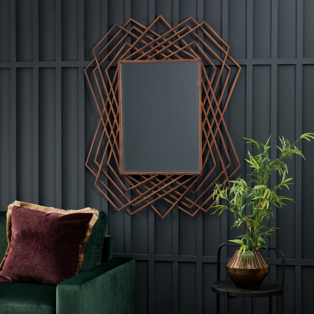 Nelson Lighting NL1409754 Burnished Copper Rectangle Mirror