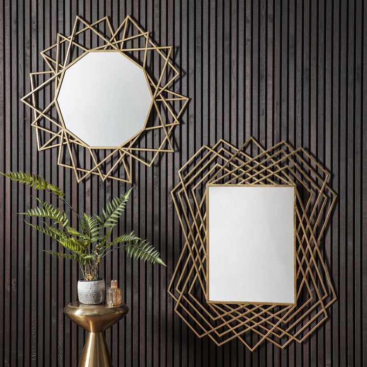 Nelson Lighting NL1409755 Aged Gold Rectangle Mirror