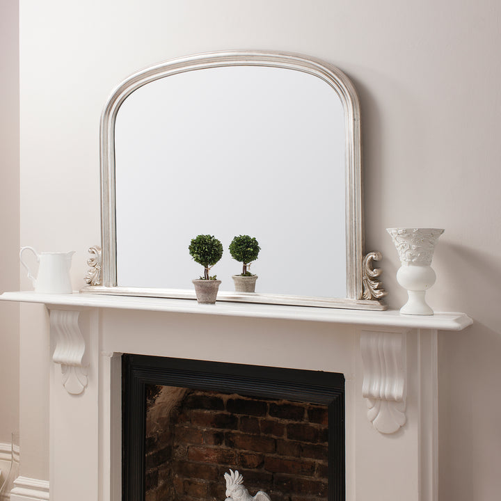Nelson Lighting NL1409762 Antique Silver Leaf Arch Over Mantel Mirror