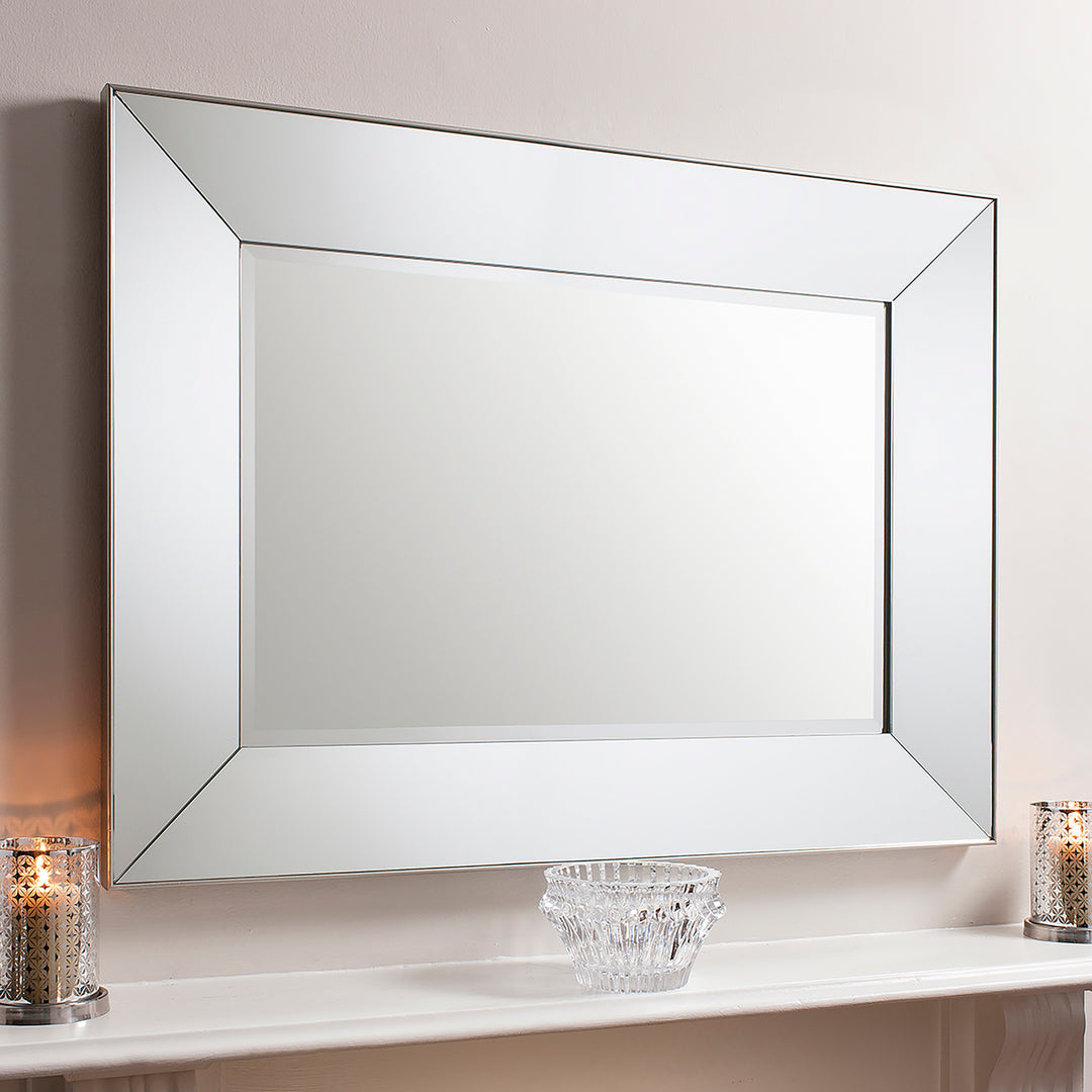 Nelson Lighting NL1409770 Satin Silver Bevelled Edge Rectangular Mirror