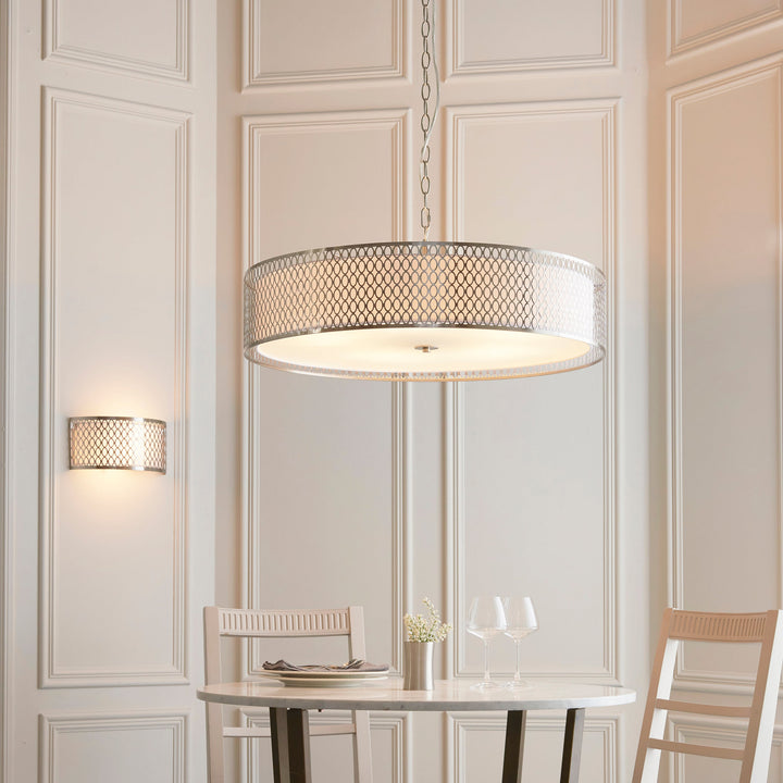 112758 Cordero 5 Light Pendant Nickel White