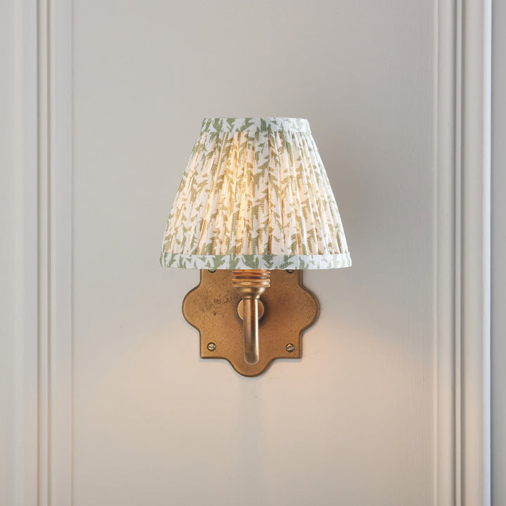 113768 Anvil Curve &amp; Leaf 16cm Wall Light Brass Green