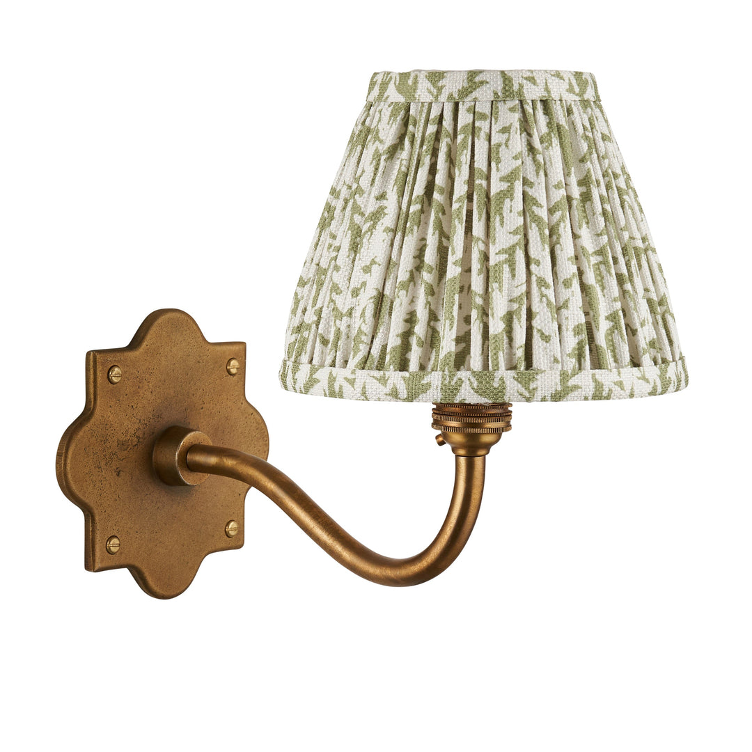 113768 Anvil Curve &amp; Leaf 16cm Wall Light Brass Green