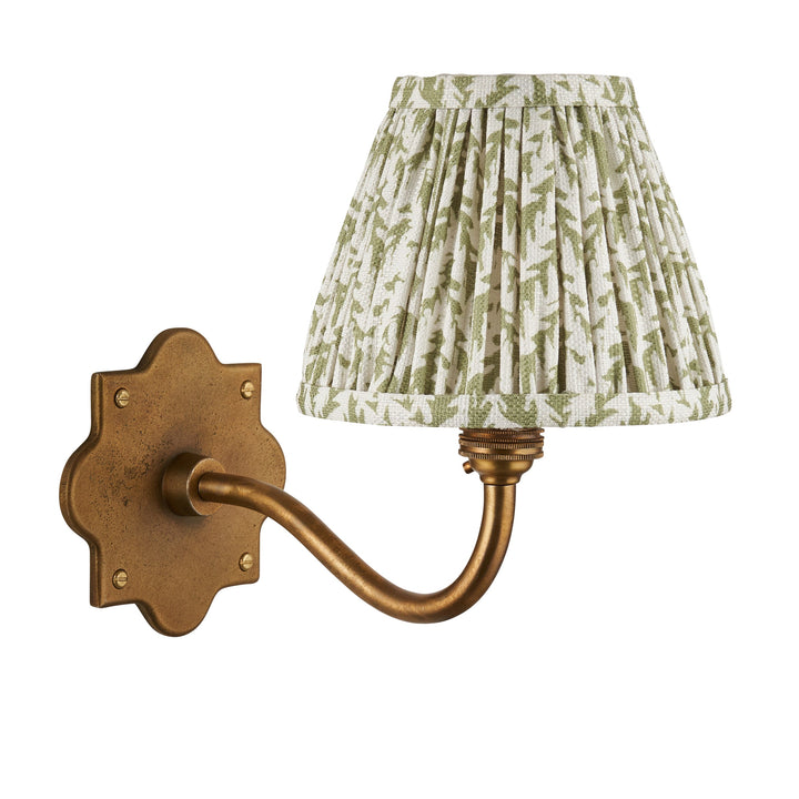 113768 Anvil Curve &amp; Leaf 16cm Wall Light Brass Green