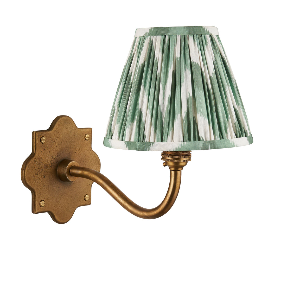 113773 Anvil Curve &amp; Zigzag 16cm Wall Light Brass Green