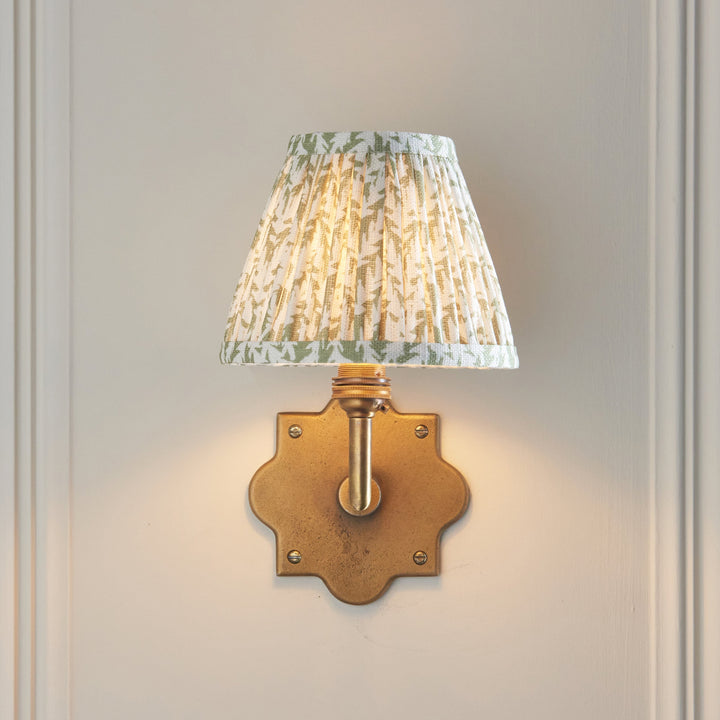 113791 Anvil Angle &amp; Leaf 16cm Wall Light Brass Green