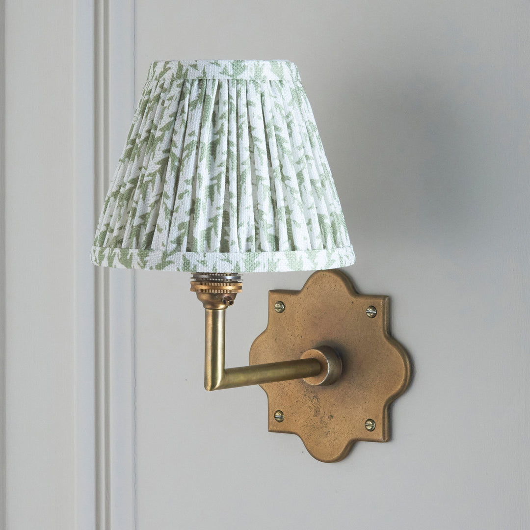 113791 Anvil Angle &amp; Leaf 16cm Wall Light Brass Green