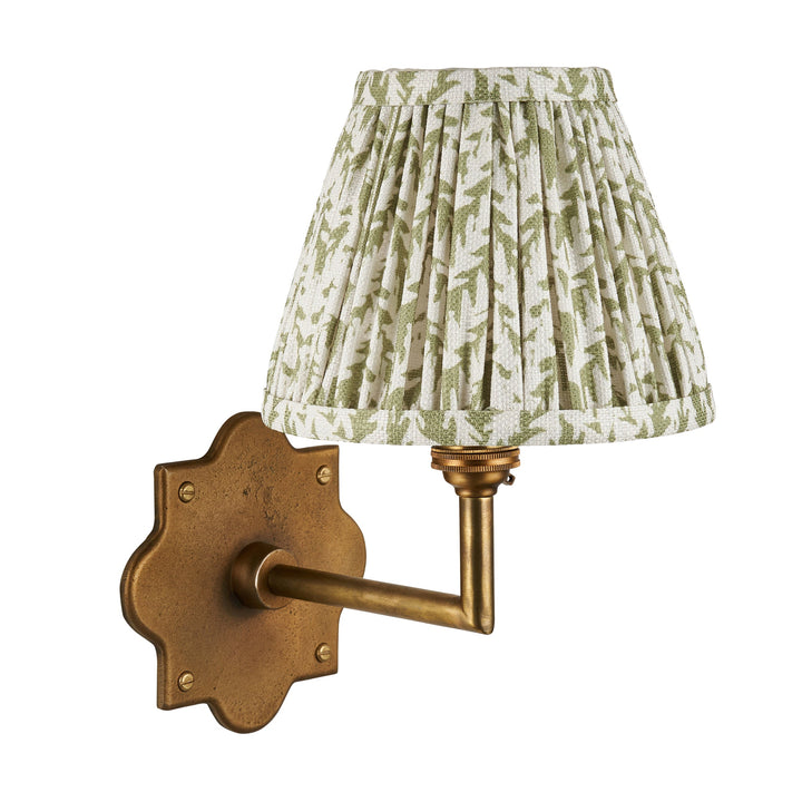 113791 Anvil Angle &amp; Leaf 16cm Wall Light Brass Green