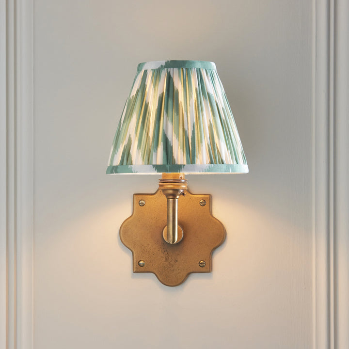 113796 Anvil Angle &amp; Zigzag 16cm Wall Light Brass Green