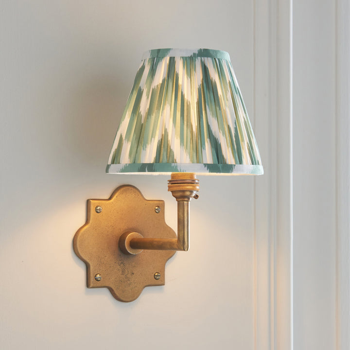 113796 Anvil Angle &amp; Zigzag 16cm Wall Light Brass Green