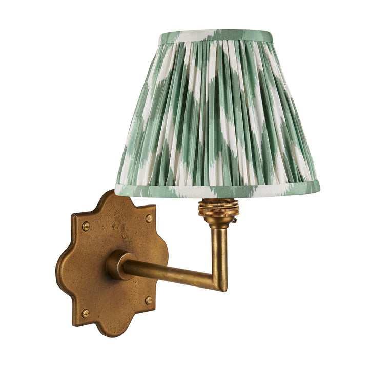 113796 Anvil Angle &amp; Zigzag 16cm Wall Light Brass Green