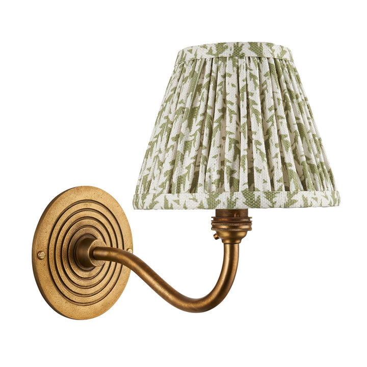 114090 Ripple Curve &amp; Leaf 16cm Wall Light Brass Green