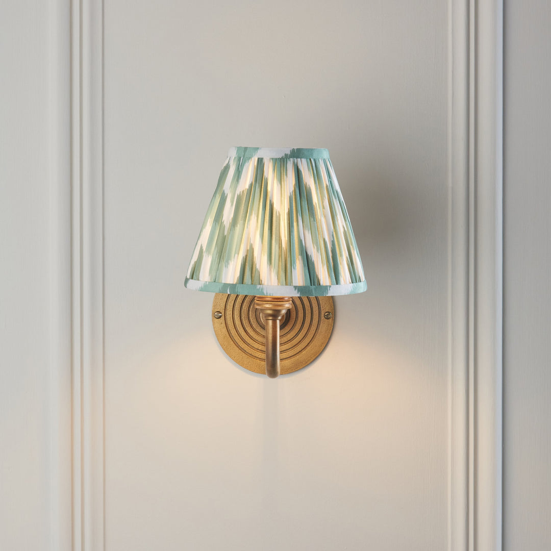 114095 Ripple Curve &amp; Zigzag 16cm Wall Light Brass Green