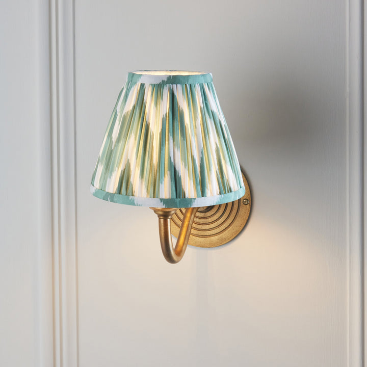 114095 Ripple Curve &amp; Zigzag 16cm Wall Light Brass Green