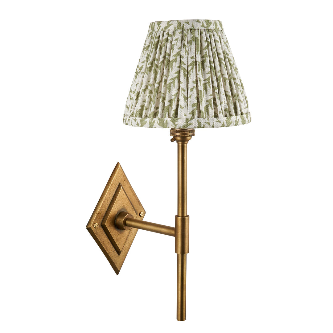 114133 Diamond Tall &amp; Leaf 16cm Wall Light Brass Green