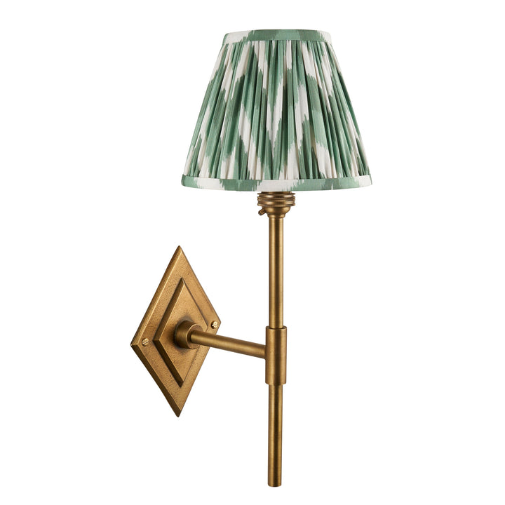 114138 Diamond Tall &amp; Zigzag 16cm Wall Light Brass Green