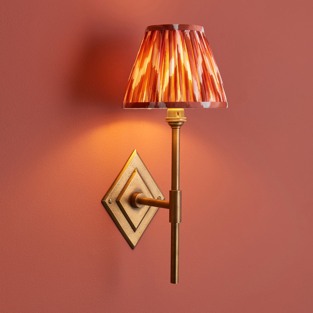 114139 Diamond Tall &amp; Zigzag 16cm Wall Light Brass Orange
