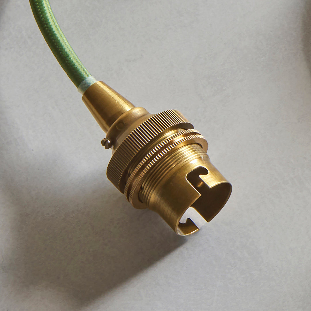 114257 Eltham &amp; Zigzag 40cm Pendant Brass Green