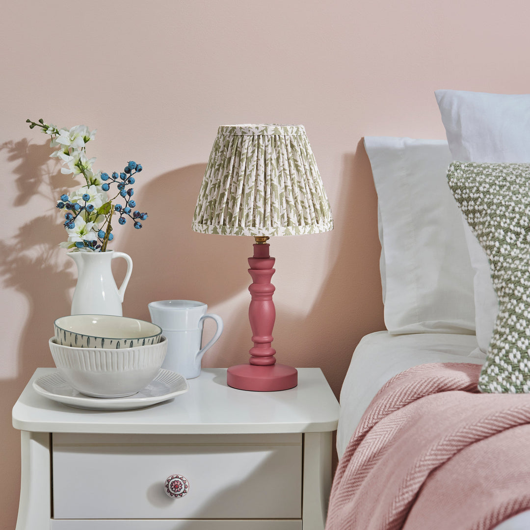 114267 Bibury &amp; Leaf 20cm Table Lamp Pink Green