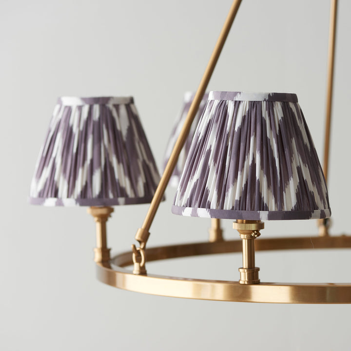 114509 Chester &amp; Zigzag 16cm 6 Light Pendant Brass Grey