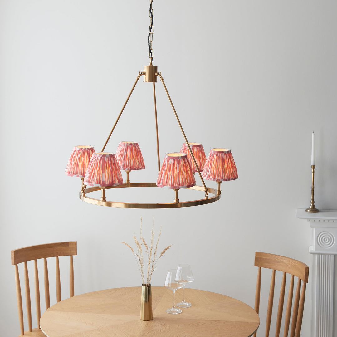 114510 Chester &amp; Ikat 16cm 6 Light Pendant Brass Pink