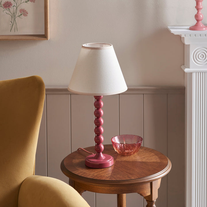 114740 Higgledy &amp; Ivy 25cm Table Lamp Pink White