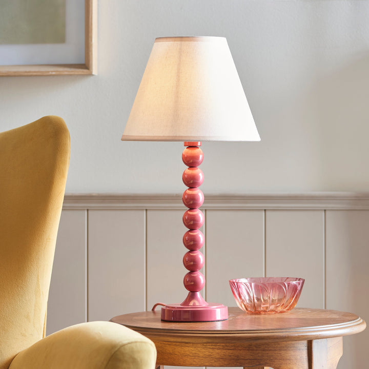 114740 Higgledy &amp; Ivy 25cm Table Lamp Pink White