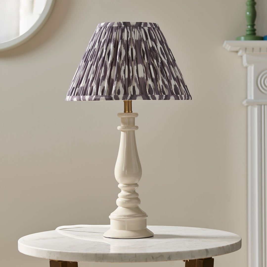 114960 Myrtle &amp; Ikat 30cm Table Lamp White Grey