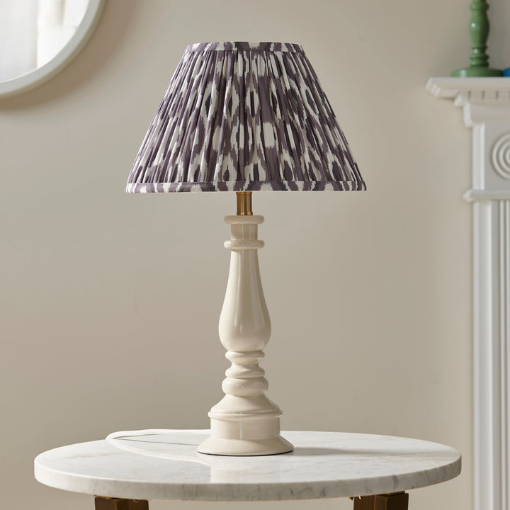 114960 Myrtle &amp; Ikat 30cm Table Lamp White Grey