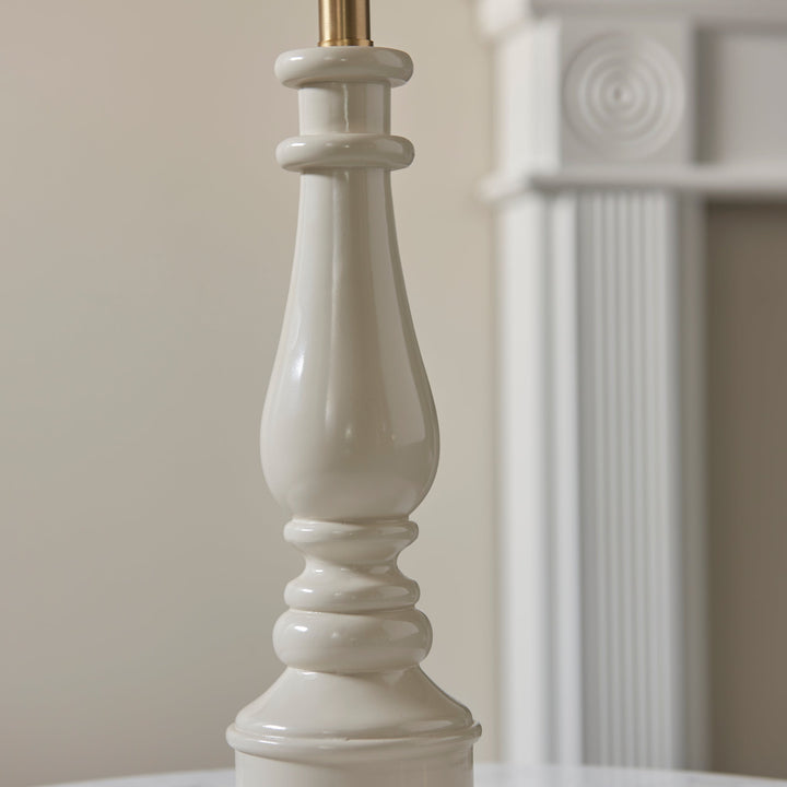 114960 Myrtle &amp; Ikat 30cm Table Lamp White Grey