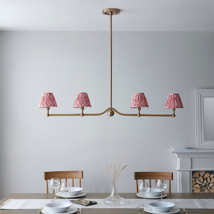 114989 Santiago &amp; Ikat 16cm 4 Light Pendant Brass Pink