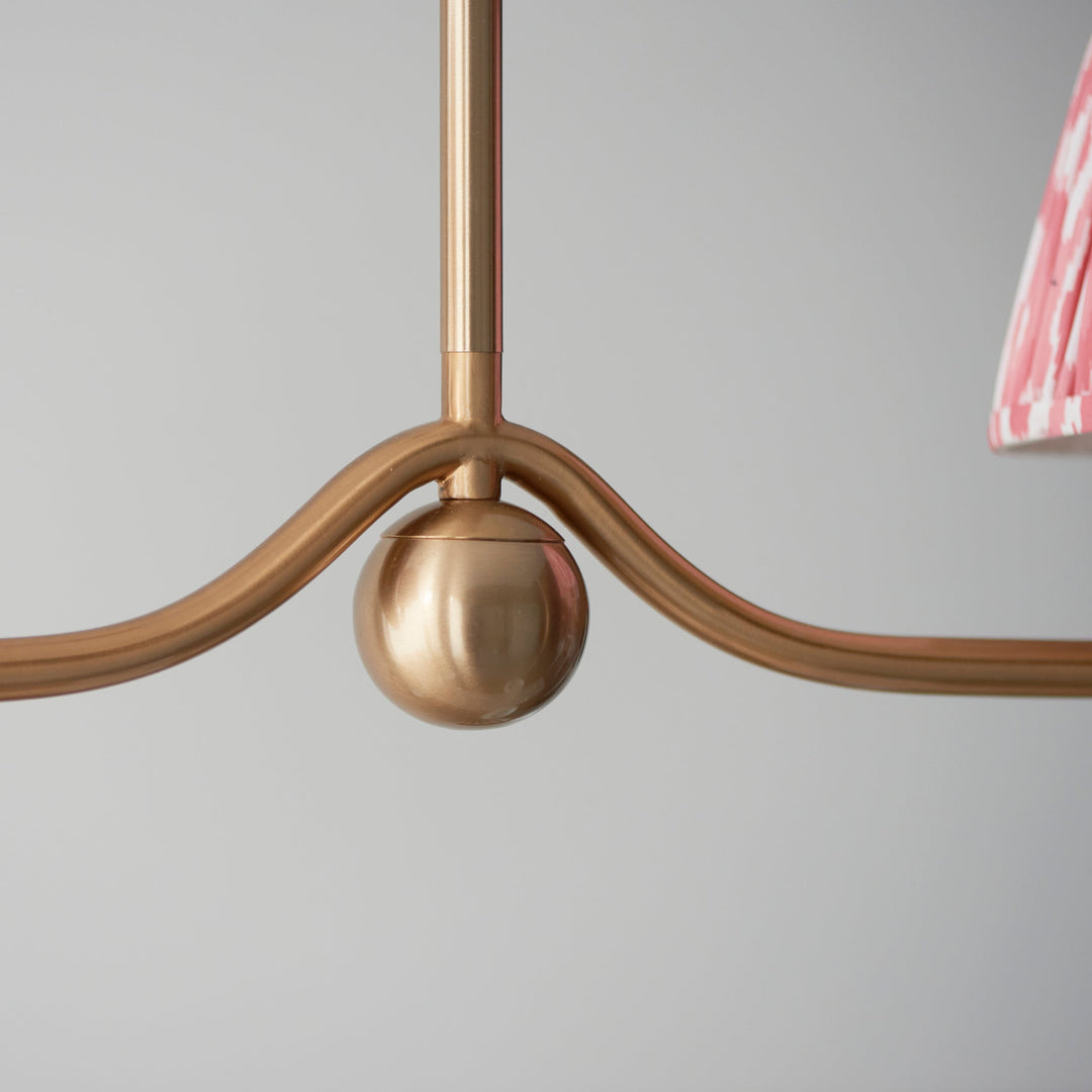 114989 Santiago &amp; Ikat 16cm 4 Light Pendant Brass Pink