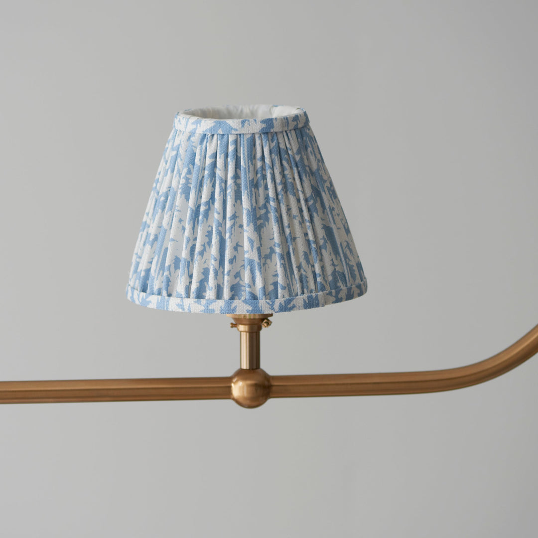 114992 Santiago &amp; Leaf 16cm 4 Light Pendant Brass Blue