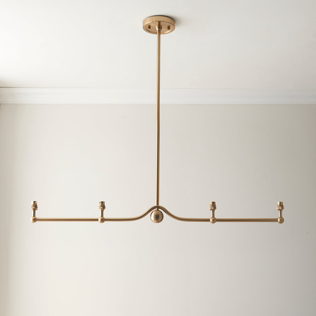 114992 Santiago &amp; Leaf 16cm 4 Light Pendant Brass Blue