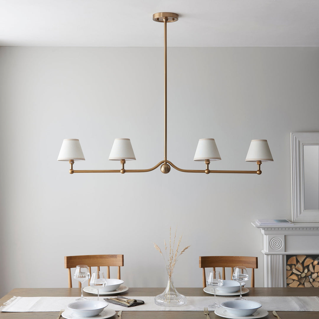 115002 Santiago &amp; Ivy 16cm 4 Light Pendant Brass White