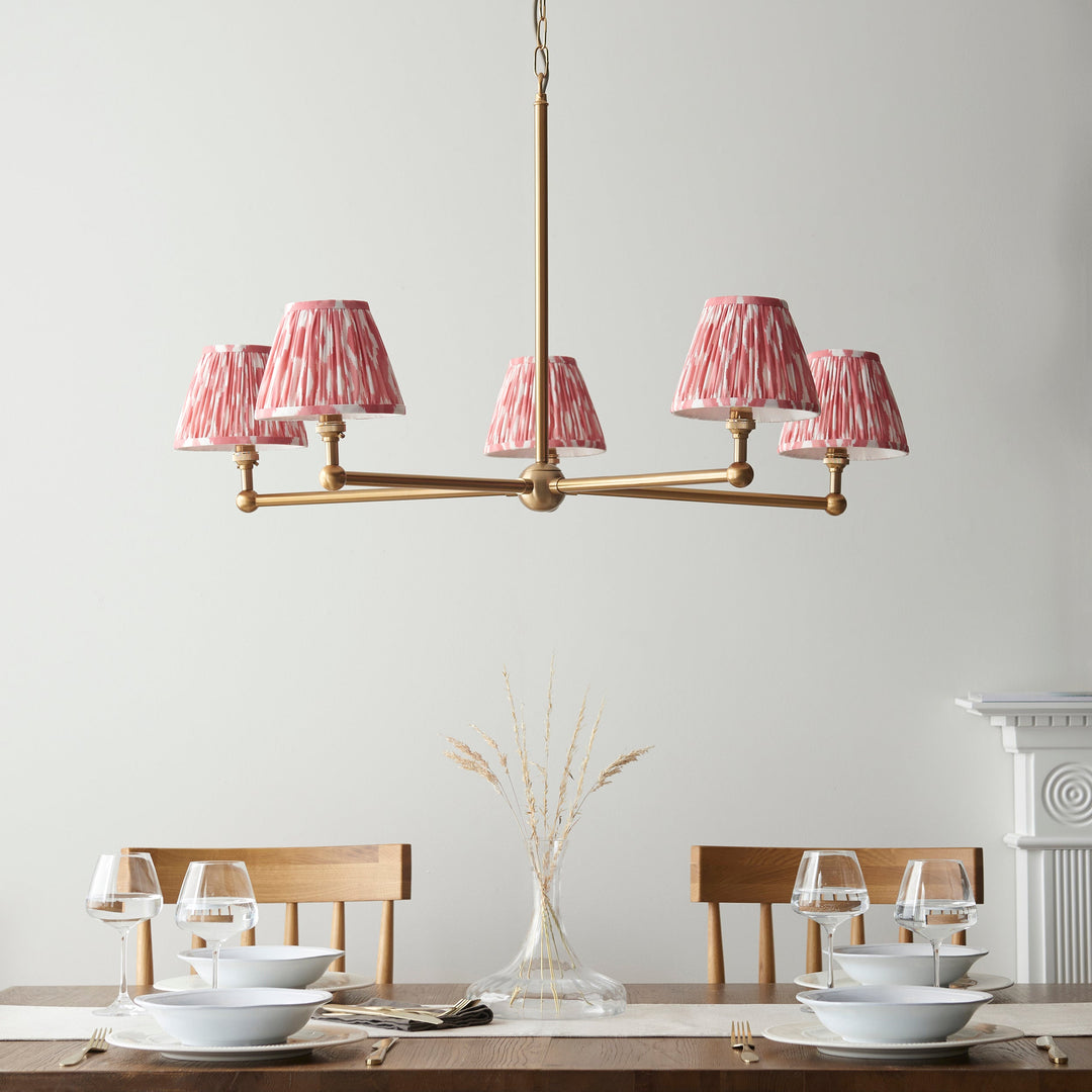 115008 Santiago &amp; Ikat 16cm 5 Light Pendant Brass Pink