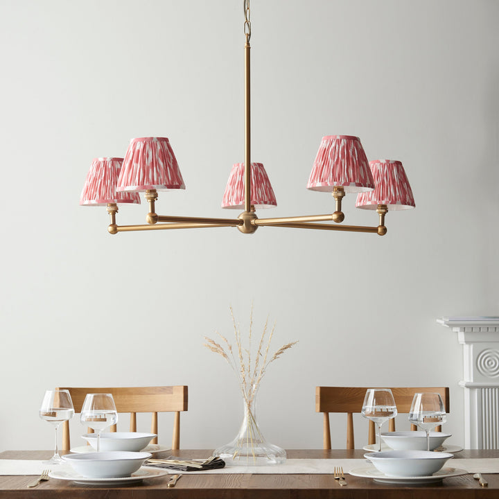 115008 Santiago &amp; Ikat 16cm 5 Light Pendant Brass Pink