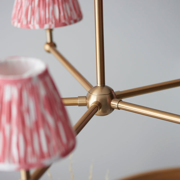 115008 Santiago &amp; Ikat 16cm 5 Light Pendant Brass Pink