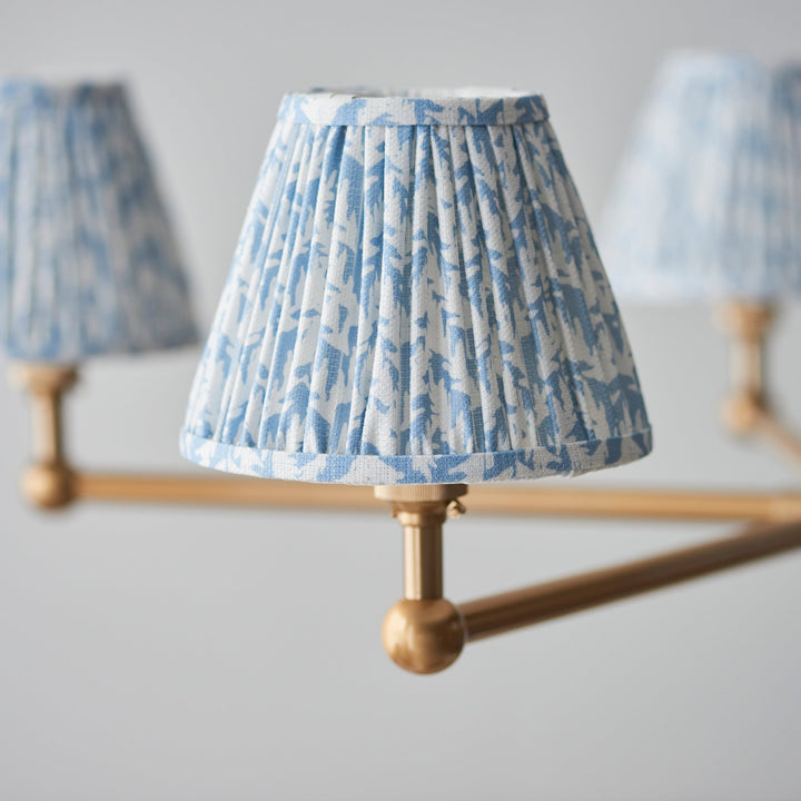 115011 Santiago &amp; Leaf 16cm 5 Light Pendant Brass Blue