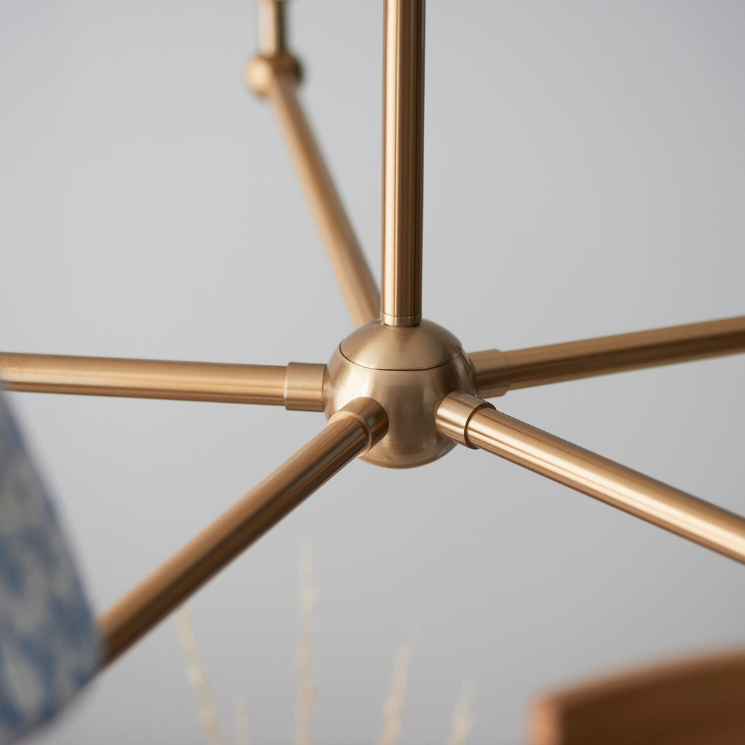 115011 Santiago &amp; Leaf 16cm 5 Light Pendant Brass Blue