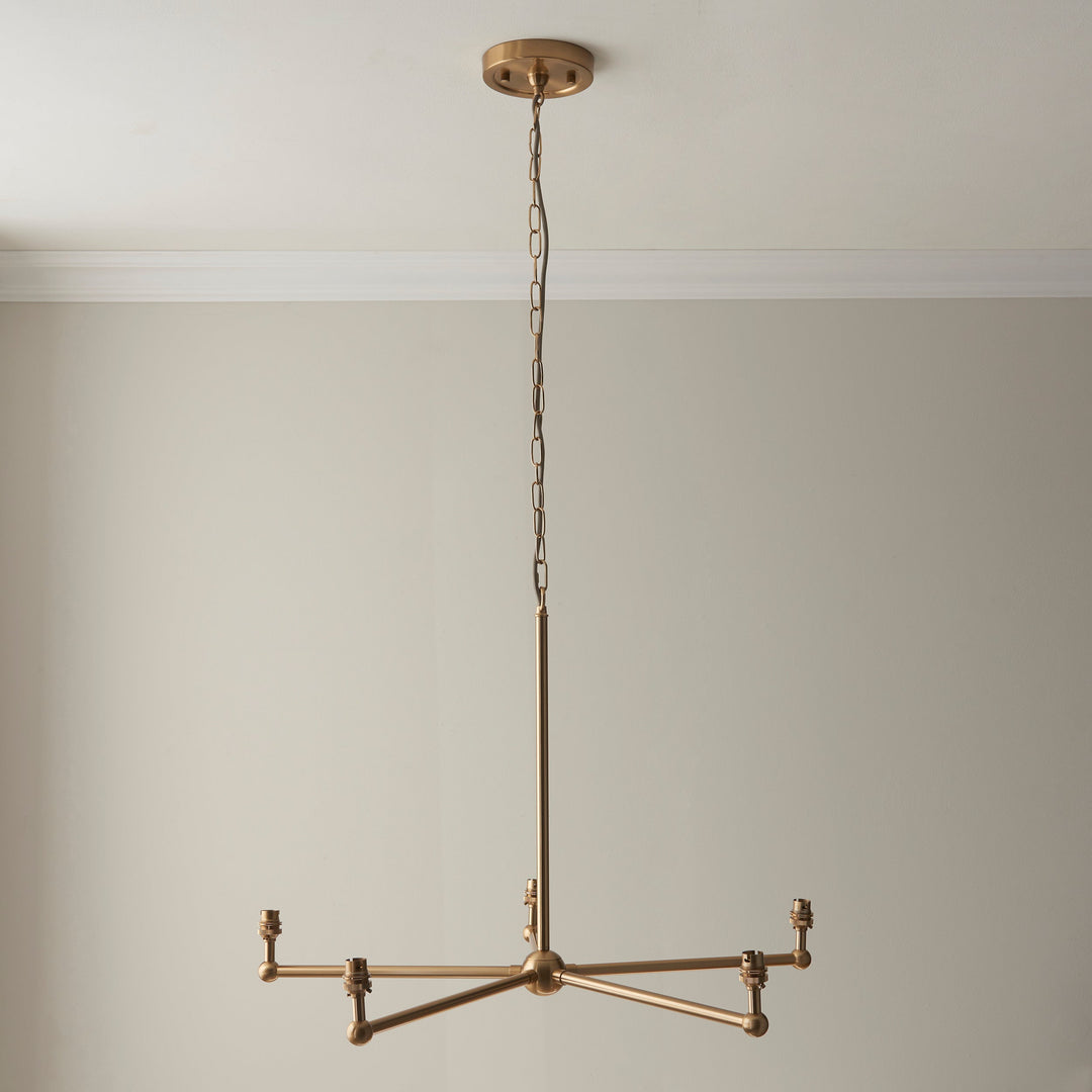 115011 Santiago &amp; Leaf 16cm 5 Light Pendant Brass Blue
