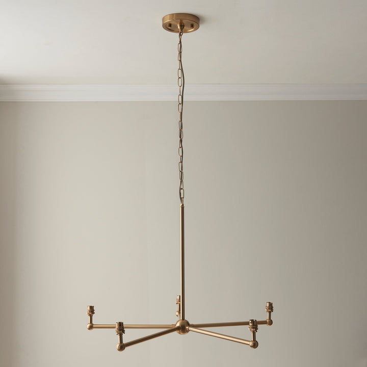 115011 Santiago &amp; Leaf 16cm 5 Light Pendant Brass Blue