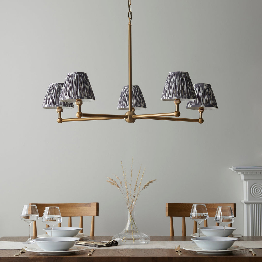 115017 Santiago &amp; Ikat 16cm 5 Light Pendant Brass Grey