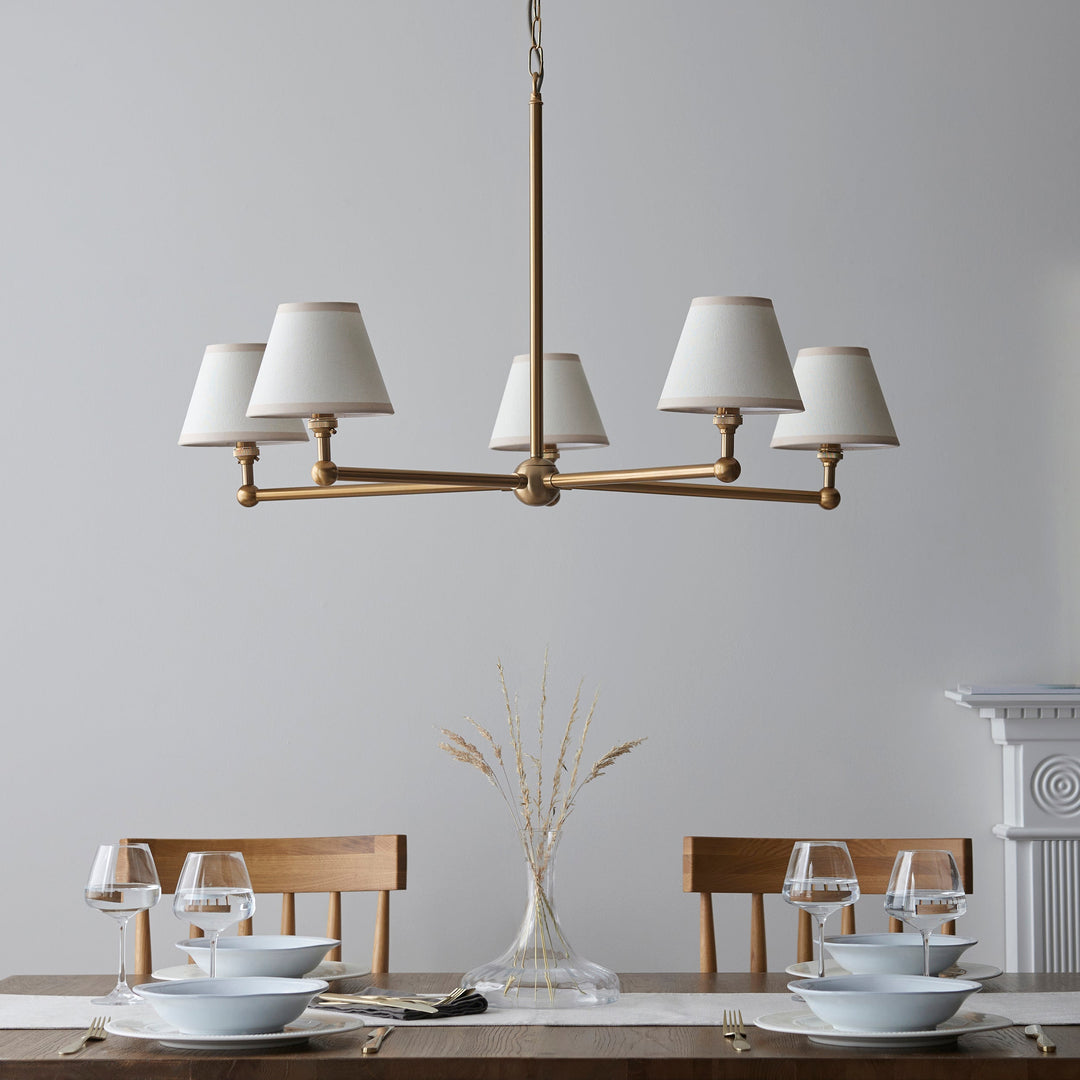 115021 Santiago &amp; Ivy 16cm 5 Light Pendant Brass White