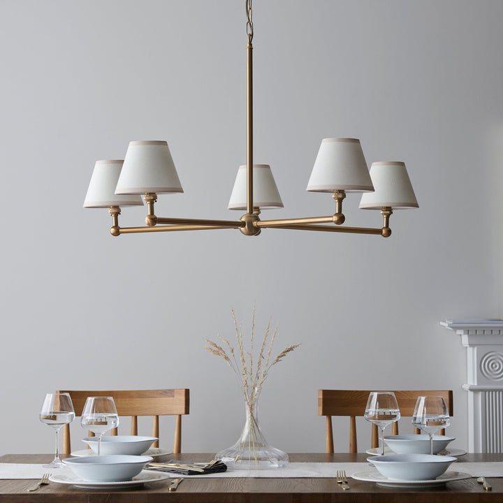 115021 Santiago &amp; Ivy 16cm 5 Light Pendant Brass White