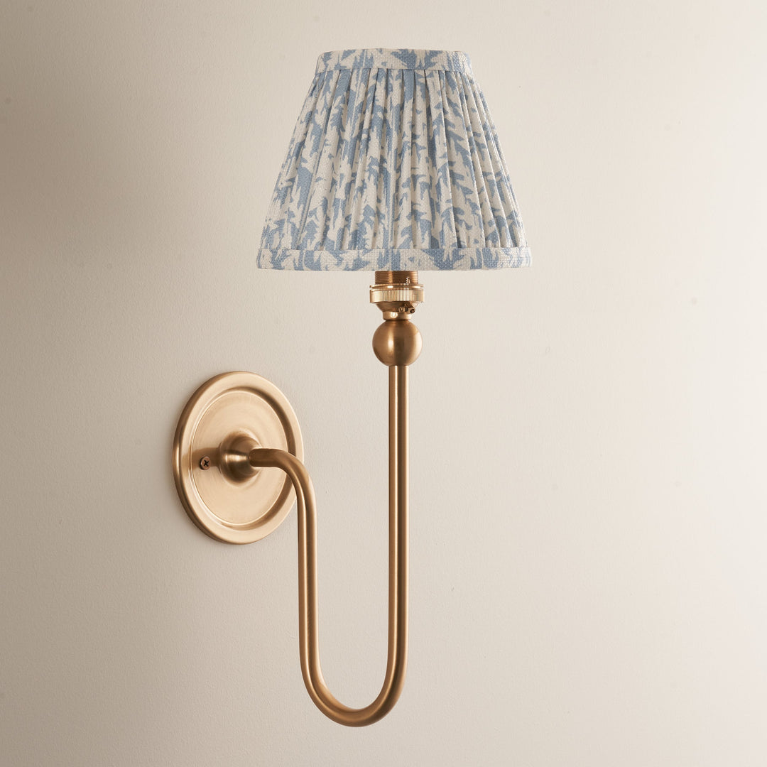115030 Santiago &amp; Leaf 16cm Wall Light Brass Blue