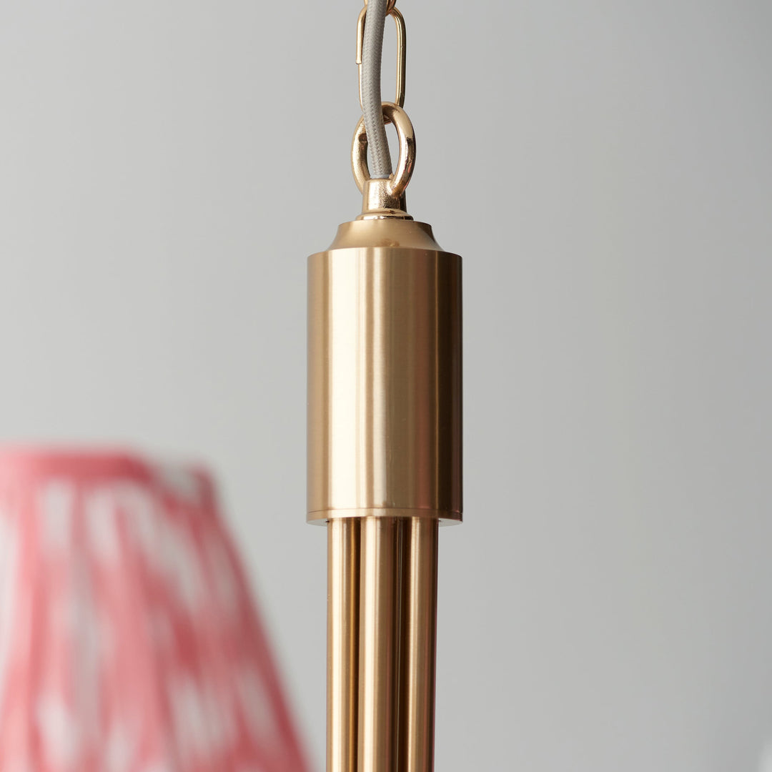 115047 Santiago &amp; Ikat 16cm 5 Light Pendant Brass Pink