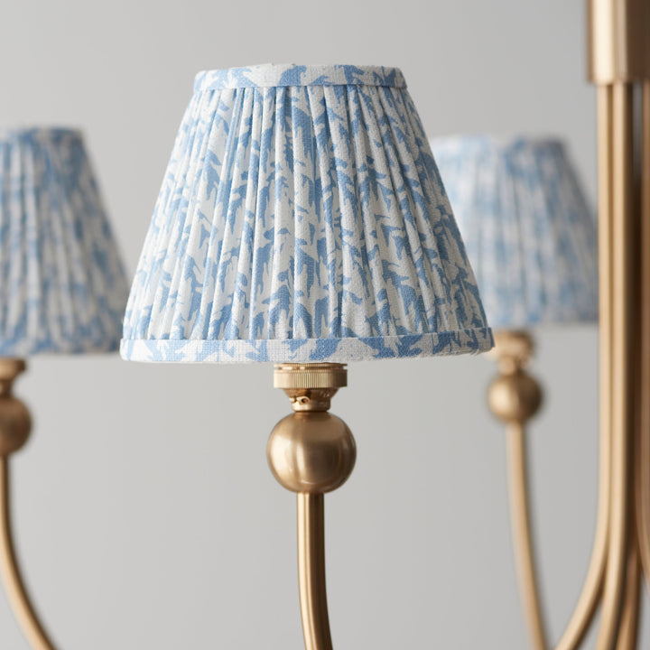 115050 Santiago &amp; Leaf 16cm 5 Light Pendant Brass Blue