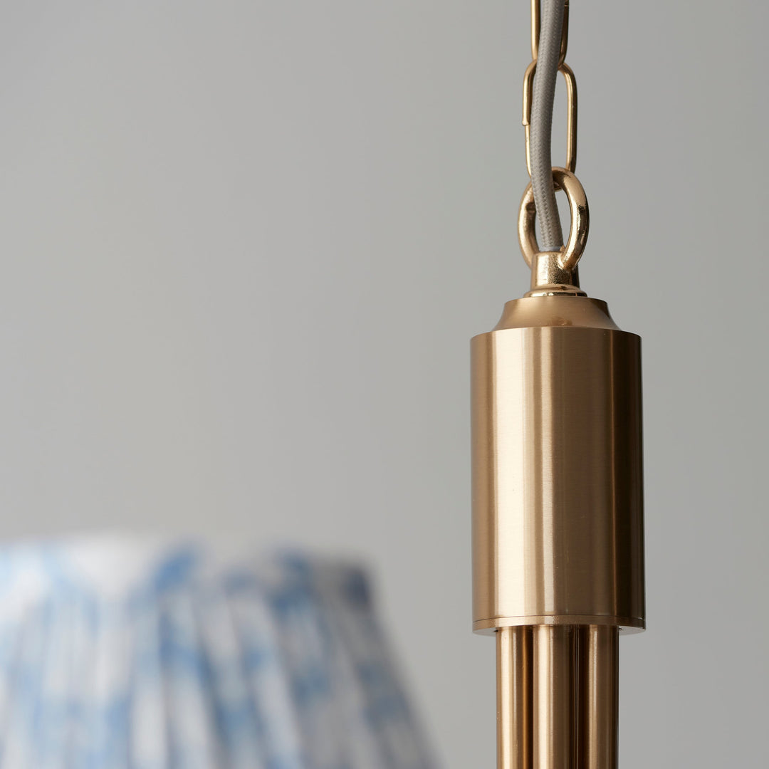 115050 Santiago &amp; Leaf 16cm 5 Light Pendant Brass Blue